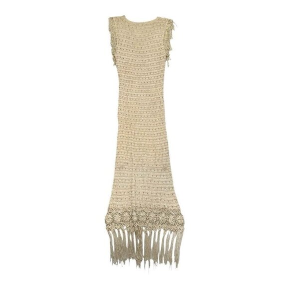 Joanna Beige Crochet Fringe Dress - Womens L/XL - Picture 3 of 3